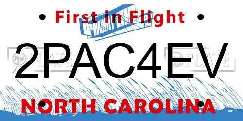 2PAC4EV North Carolina License Plate