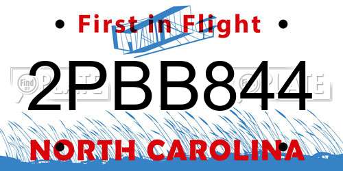 2PBB844 North Carolina License Plate