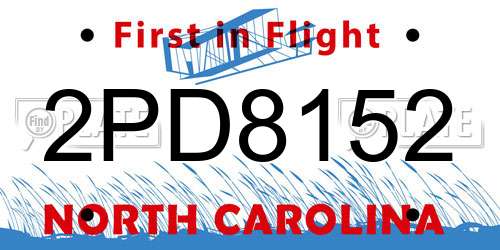 2PD8152 North Carolina License Plate
