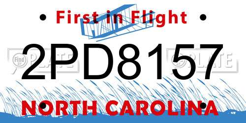 2PD8157 North Carolina License Plate