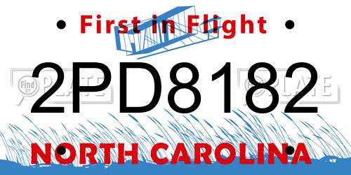 2PD8182 North Carolina License Plate