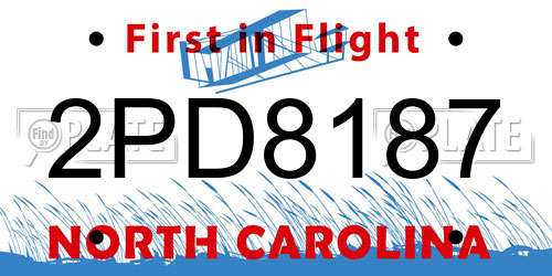 2PD8187 North Carolina License Plate