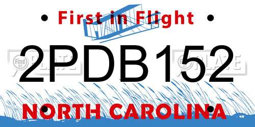 2PDB152 North Carolina License Plate