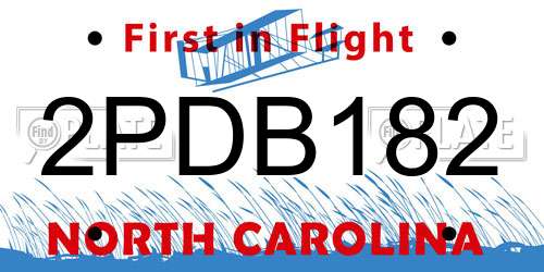 2PDB182 North Carolina License Plate
