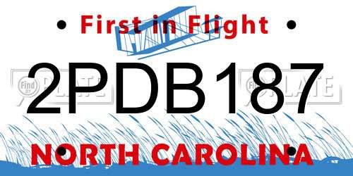 2PDB187 North Carolina License Plate