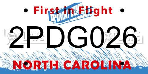 2PDG026 North Carolina License Plate