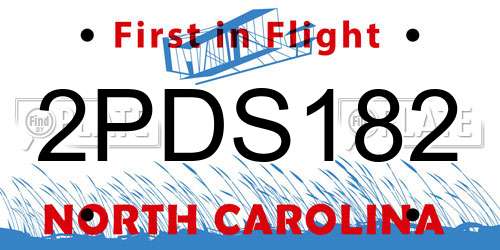 2PDS182 North Carolina License Plate