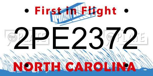 2PE2372 North Carolina License Plate