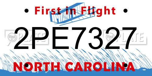 2PE7327 North Carolina License Plate