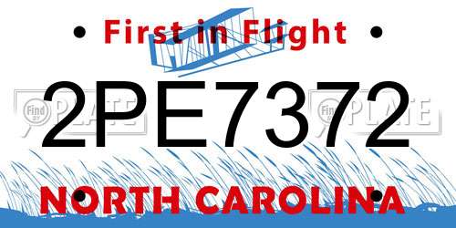 2PE7372 North Carolina License Plate