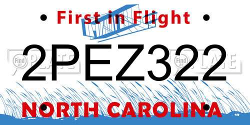 2PEZ322 North Carolina License Plate