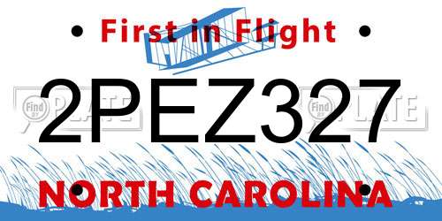 2PEZ327 North Carolina License Plate