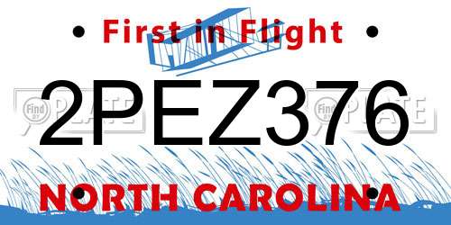 2PEZ376 North Carolina License Plate