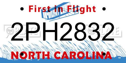 2PH2832 North Carolina License Plate