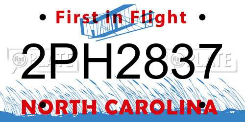 2PH2837 North Carolina License Plate