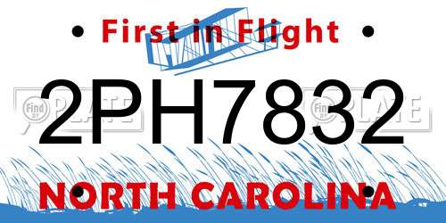 2PH7832 North Carolina License Plate