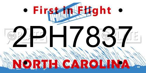 2PH7837 North Carolina License Plate