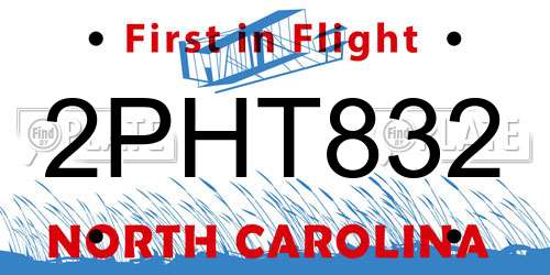 2PHT832 North Carolina License Plate