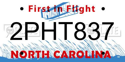 2PHT837 North Carolina License Plate