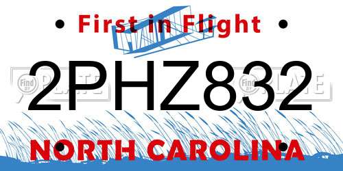 2PHZ832 North Carolina License Plate