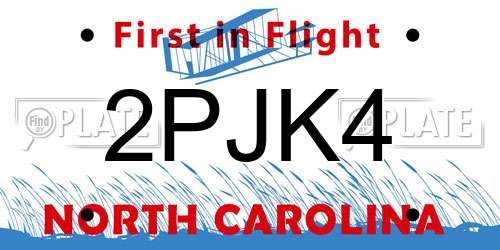 2PJK4 North Carolina License Plate