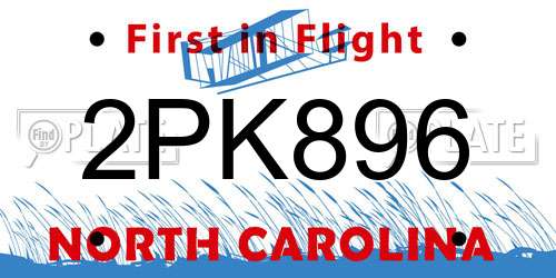 2PK896 North Carolina License Plate