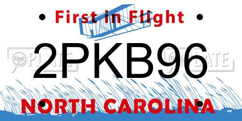 2PKB96 North Carolina License Plate