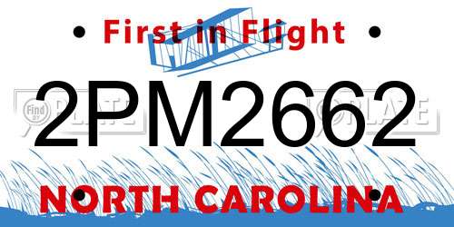2PM2662 North Carolina License Plate