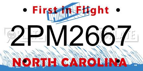 2PM2667 North Carolina License Plate