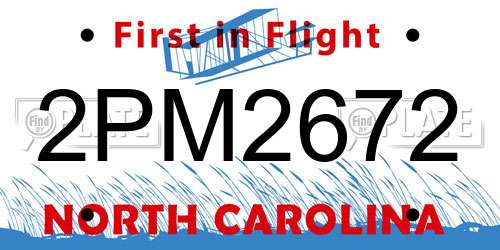 2PM2672 North Carolina License Plate