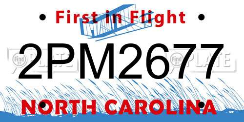 2PM2677 North Carolina License Plate