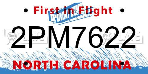 2PM7622 North Carolina License Plate
