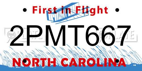 2PMT667 North Carolina License Plate