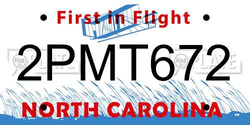 2PMT672 North Carolina License Plate