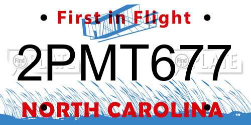 2PMT677 North Carolina License Plate