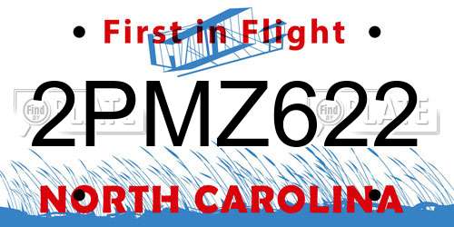 2PMZ622 North Carolina License Plate
