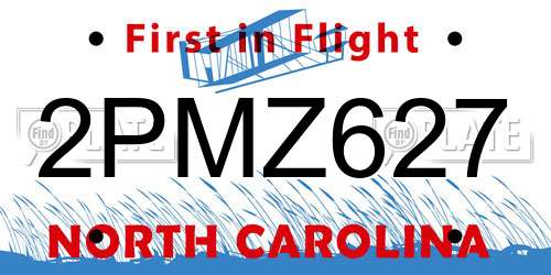 2PMZ627 North Carolina License Plate