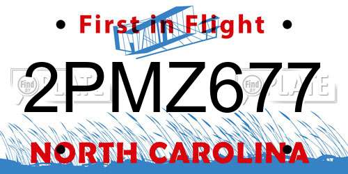 2PMZ677 North Carolina License Plate