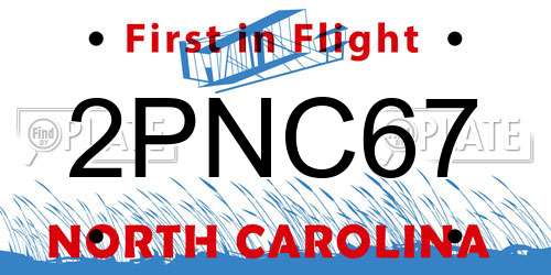 2PNC67 North Carolina License Plate