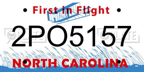2PO5157 North Carolina License Plate