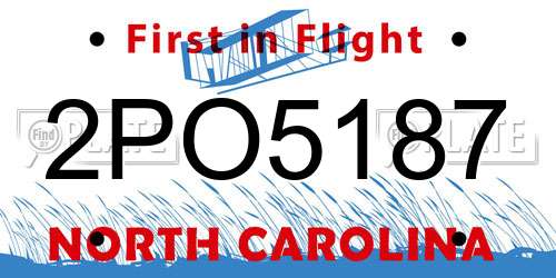 2PO5187 North Carolina License Plate