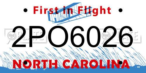 2PO6026 North Carolina License Plate
