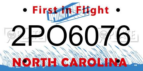 2PO6076 North Carolina License Plate