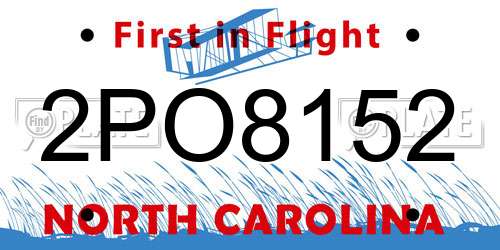 2PO8152 North Carolina License Plate
