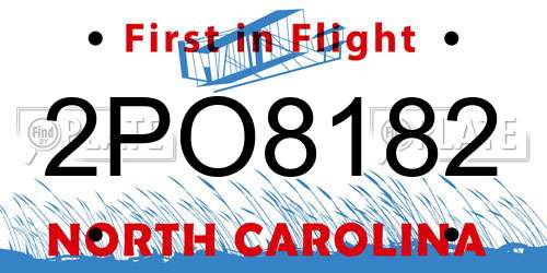 2PO8182 North Carolina License Plate
