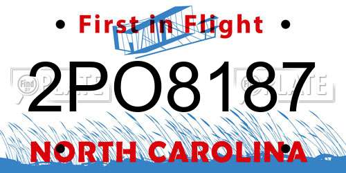 2PO8187 North Carolina License Plate