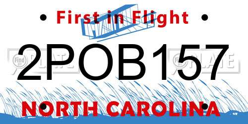 2POB157 North Carolina License Plate