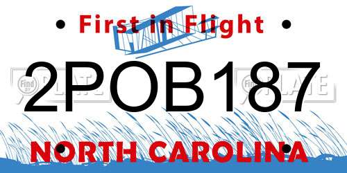 2POB187 North Carolina License Plate