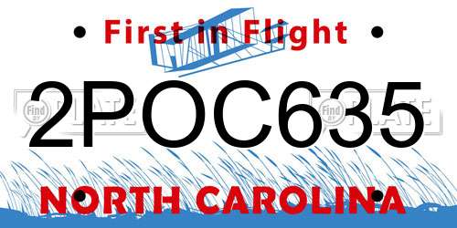 2POC635 North Carolina License Plate