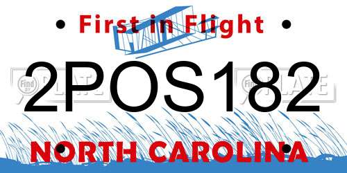 2POS182 North Carolina License Plate